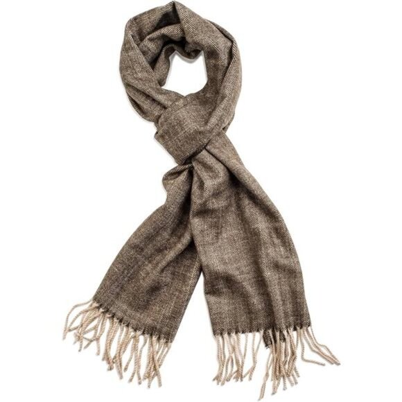 Accessories - Super Soft Classic Cashmere Feel Winter Scarf Brown Herringbone